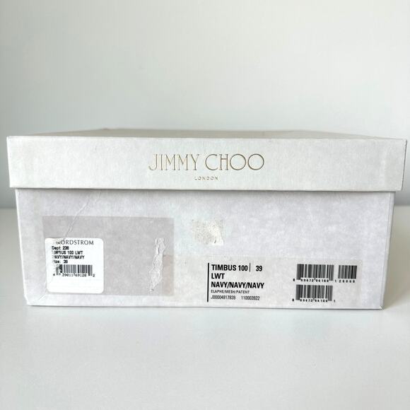 Jimmy Choo Timbus 100 Snakeskin Mesh Heel Sandal Navy Size 39 - Picture 14 of 16